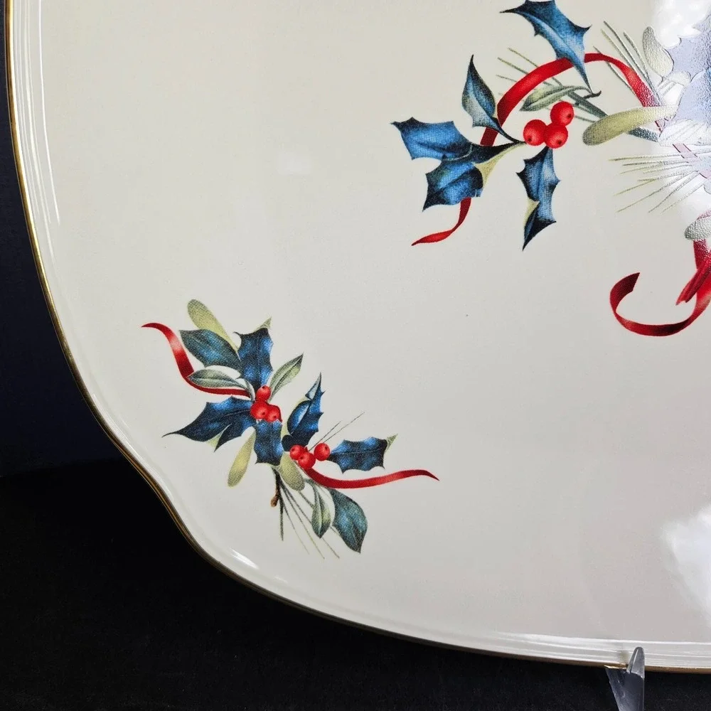 Lenox Winter Greetings Platter Oblong Serving‎ Cardinal Xmas Catherine McClung